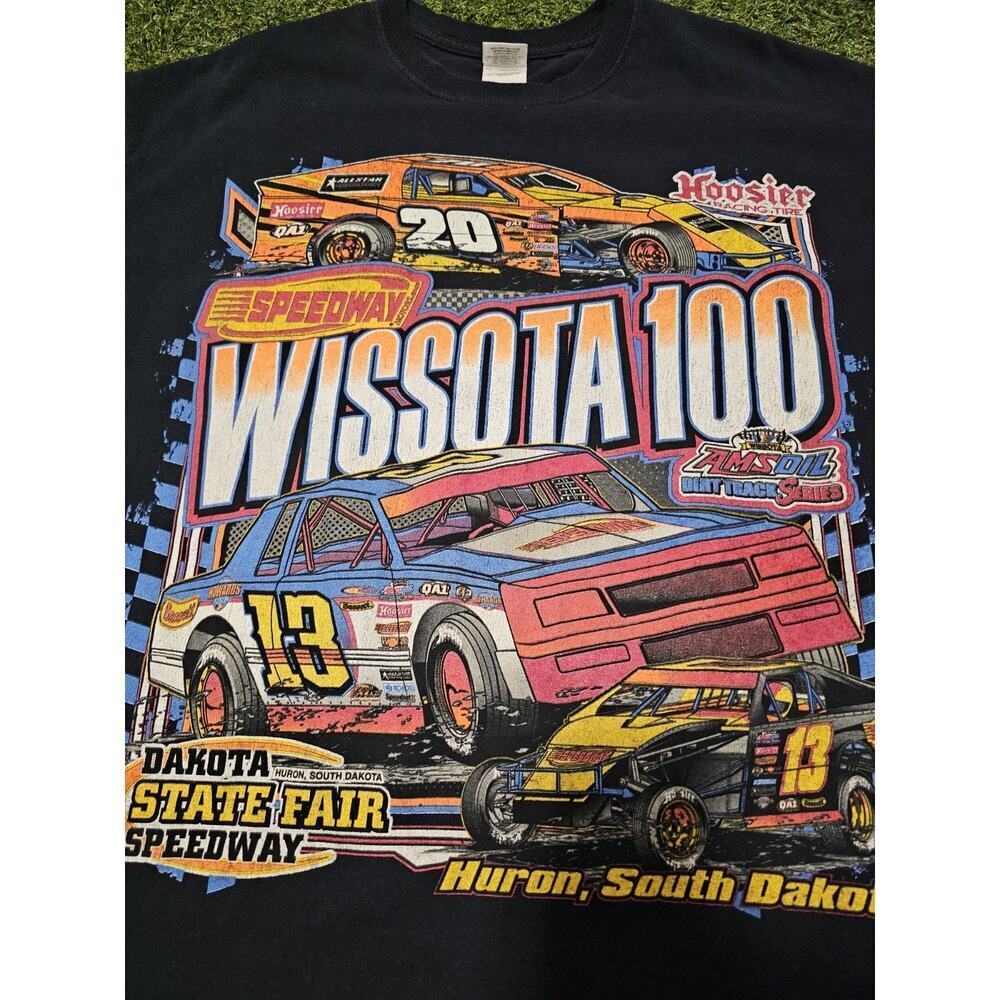 Vintage WISSOTA 100 Racing Graphic Print Shirt Mens XL Y2k 90s South Dakota - Picture 2 of 6